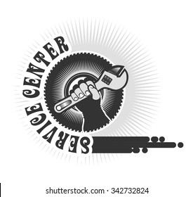 vector logo emblem to the service center for appliances, cars and other things on a white background