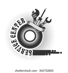 vector logo emblem to the service center for appliances, cars and other things on a white background