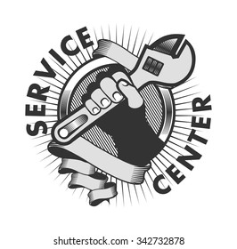 vector logo emblem to the service center for appliances, cars and other things on a white background