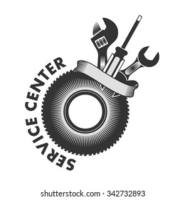 vector logo emblem to the service center for appliances, cars and other things on a white background