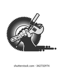 vector logo emblem to the service center for appliances, cars and other things on a white background