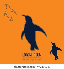 Vector logo of emperor penguin. Illustration by simple geometric shapes. Abstract design