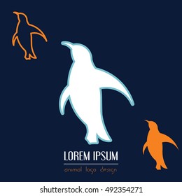 Vector logo of emperor penguin. Illustration by simple geometric shapes. Abstract design