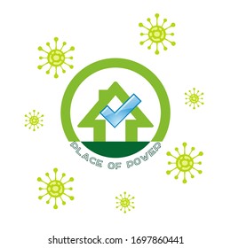 vector logo encourages you to stay in quarantine at home