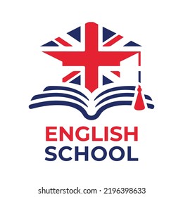 Vektorlogo der Englischschule, Webinar, Schulung