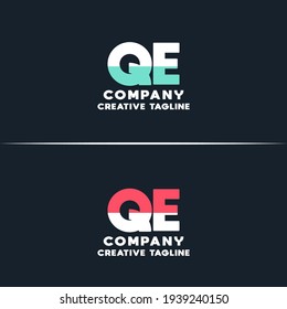 Vector logo of eq and qe initial letter design in red and white style. Can be used as Logo, Brands, Mascot.