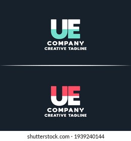 Vector logo of eu and ue initial letter design in red and white style. Can be used as Logo, Brands, Mascot.