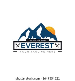 Vector Logo Of Everest Restaurant Logo, Himalayas, Nepal