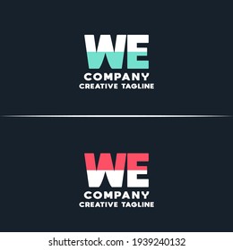 Vector logo of ew and we initial letter design in red and white style. Can be used as Logo, Brands, Mascot.