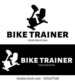 Vector logo exercise bike. Brand's logo in the form of a stationary bike.
