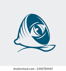 Vector logo eye in lemon in monochrome style.