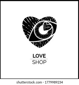 Vector logo eyes with a heart inside great for eyelash extension salon and romantic shops.