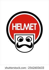 Vector logo with a face with a mustache and wearing a helmet as a safety guard