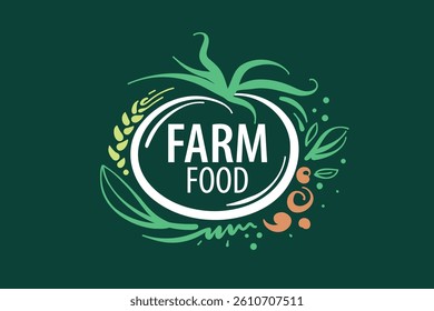 Vector logo of farm products, hand-drawn