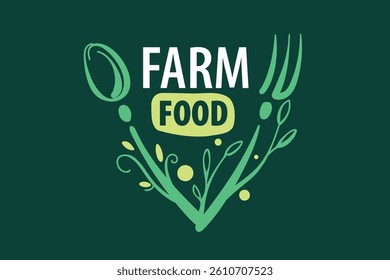 Vector logo of farm products, hand-drawn