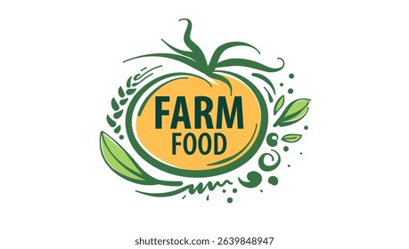 Vector logo of farm products, hand-drawn