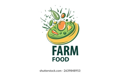Vector logo of farm products, hand-drawn