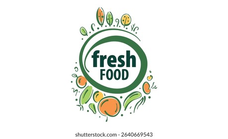 Vector logo of farm products, hand-drawn
