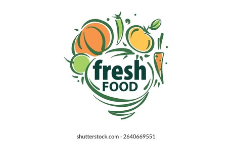 Vector logo of farm products, hand-drawn