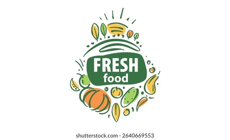 Vector logo of farm products, hand-drawn