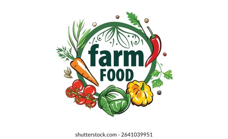 Vector logo of farm products, hand-drawn