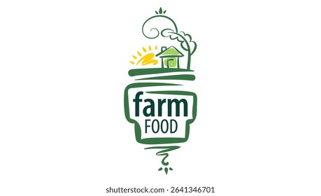 Vector logo of farm products, hand-drawn