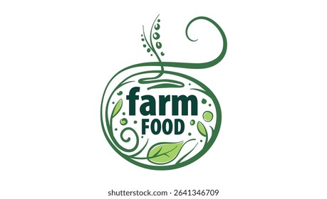 Vector logo of farm products, hand-drawn