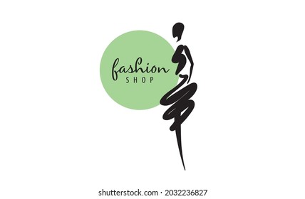 Vector logo for fashion with a painted woman on a white background