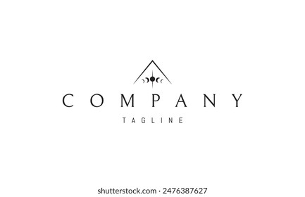 A vector logo featuring an abstract image a silhouette of a pyramid with phases of the moon in the middle.