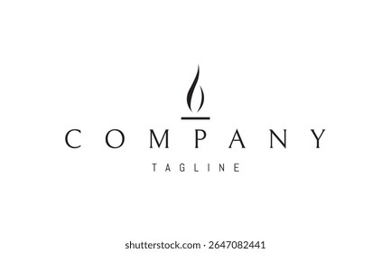 A vector logo featuring an abstract image a candle flame with soft curves rising upward.
