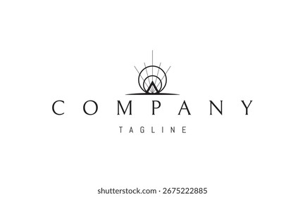 A vector logo featuring an abstract image a lighthouse shaped like a mountain, symbolizing guidance, strength, and stability.