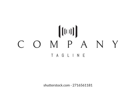 Um logotipo vetorial com uma imagem abstrata colunas organizadas em perspectiva, criando profundidade, ritmo e harmonia arquitetônica.