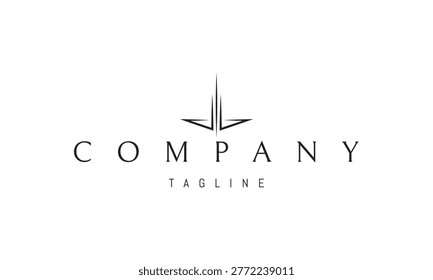 A vector logo featuring an abstract image of arrows rising upward forming a tower symbolizing growth, ambition, progress and strong forward movement.