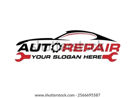 Vector logo featuring car parts and repair tools, crafted for automotive businesses.  