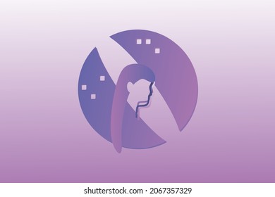 Vector logo with a female image for beauty salons and hairdressing salons. Head contour in a minimalistic style.