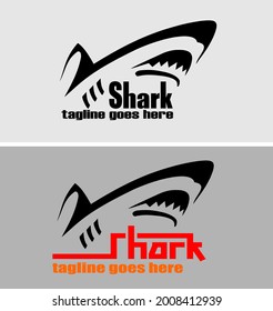 Vector logo of a ferocious and dashing shark