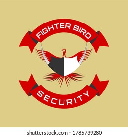 Vector Logo of the Fighter Bird with a red sword and shield.