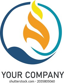 vector logo of fire and water with blue and yellow color