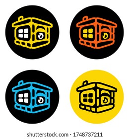 Vector logo of fireplace and home. Cozy home. Fireplace icon. Logo for construction, fireplaces, comfort, home decor, interior design.