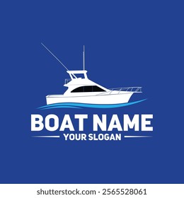 vector logo fishing boat on sea