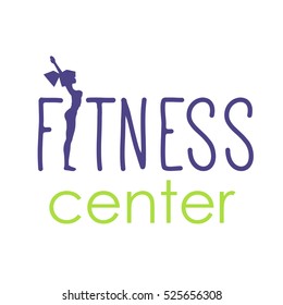 Vector Logo Fitness Center with silhouette woman -  sign, symbol, icon