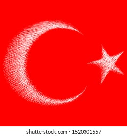 The Vector logo flag of Turkey for tattoo or T-shirt design or outwear.  Cute print style flag of Turkey background. This drawing would be nice to make on the black fabric or canvas.