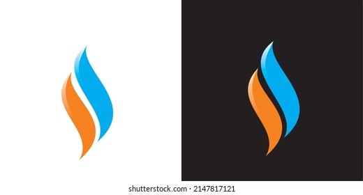 vector logo flaming blue orange color
