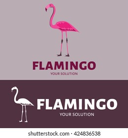 Vector logo Flamingo. Brand logo in the shape of pink Flamingo