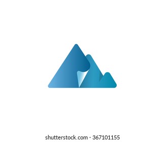 Vector logo in a flat style. Unusual mountains, the desire to win, climbing.