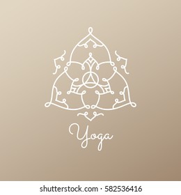 Vector logo of floral element. Abstract flower mandala. Linear emblem for design of natural products, flower shop, cosmetics and ecology concepts, cosmetic, health, spa and yoga Center.