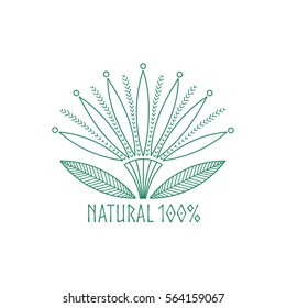 Vector logo of floral element.Abstract flower icon. Emblem for design of natural products, organic food, cosmetics and global ecology. Hand drawn illustration.
