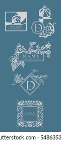 Vector. logo in a flower box. frame ornament. Ornament, vase, wine, flowers, pattern.