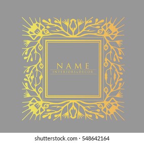 Vector. logo in a flower box. frame ornament. Ornament,  flowers, pattern.