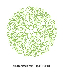 Vector logo flower design. Floral round Vintage element. Emblem luxury beauty spa, eco organic product, natural badge for cosmetics